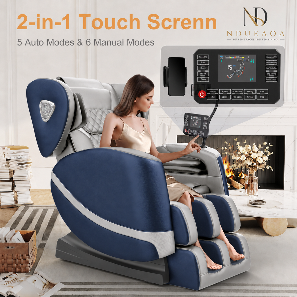 NDUEAOA™ 2026 Full Body Zero Gravity Massage Chair – 14 Shiatsu Rollers, 10 Airbags, Heat, Foot Massage, Bluetooth & Touchscreen