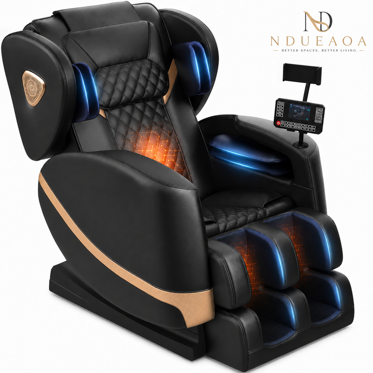 NDUEAOA™ 2026 Full Body Zero Gravity Massage Chair – 14 Shiatsu Rollers, 10 Airbags, Heat, Foot Massage, Bluetooth & Touchscreen