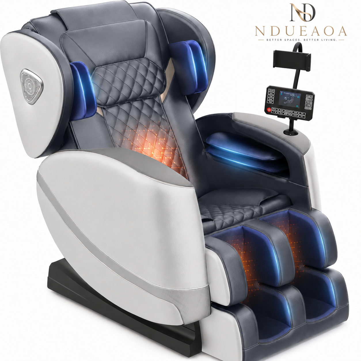NDUEAOA™ 2026 Full Body Zero Gravity Massage Chair – 14 Shiatsu Rollers, 10 Airbags, Heat, Foot Massage, Bluetooth & Touchscreen