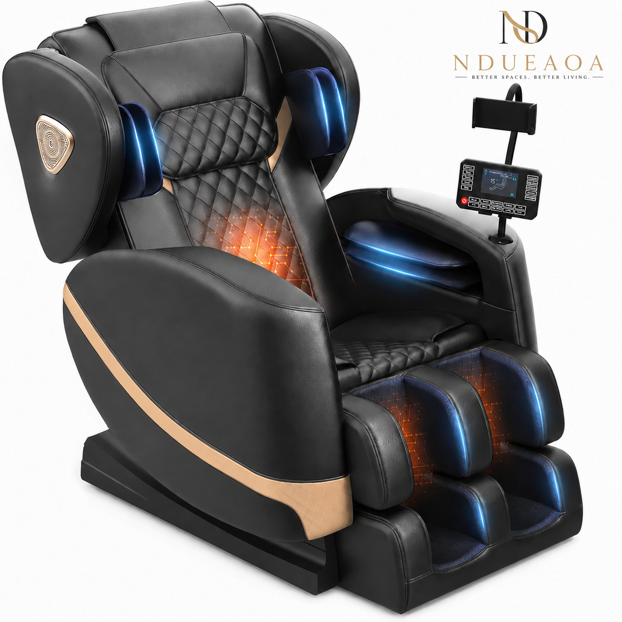 NDUEAOA™ 2026 Full Body Zero Gravity Massage Chair – 14 Shiatsu Rollers, 10 Airbags, Heat, Foot Massage, Bluetooth & Touchscreen
