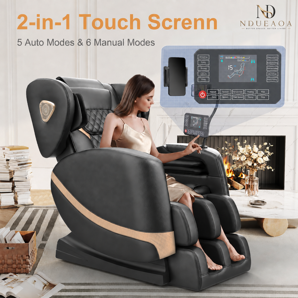 NDUEAOA™ 2026 Full Body Zero Gravity Massage Chair – 14 Shiatsu Rollers, 10 Airbags, Heat, Foot Massage, Bluetooth & Touchscreen