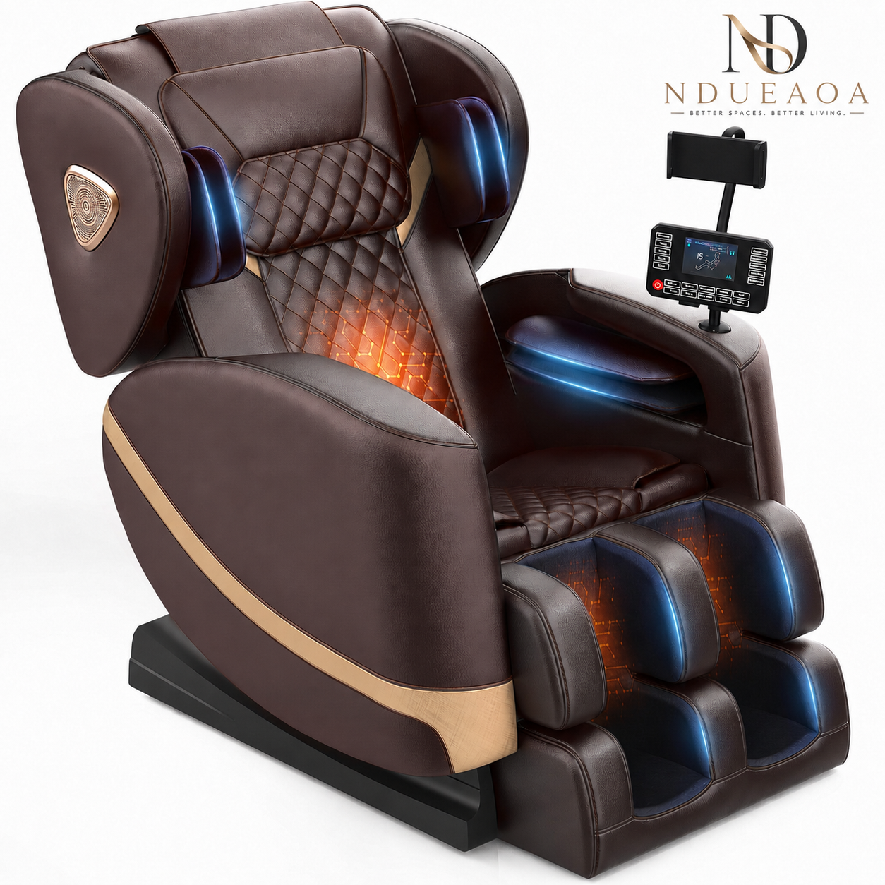 NDUEAOA™ 2026 Full Body Zero Gravity Massage Chair – 14 Shiatsu Rollers, 10 Airbags, Heat, Foot Massage, Bluetooth & Touchscreen