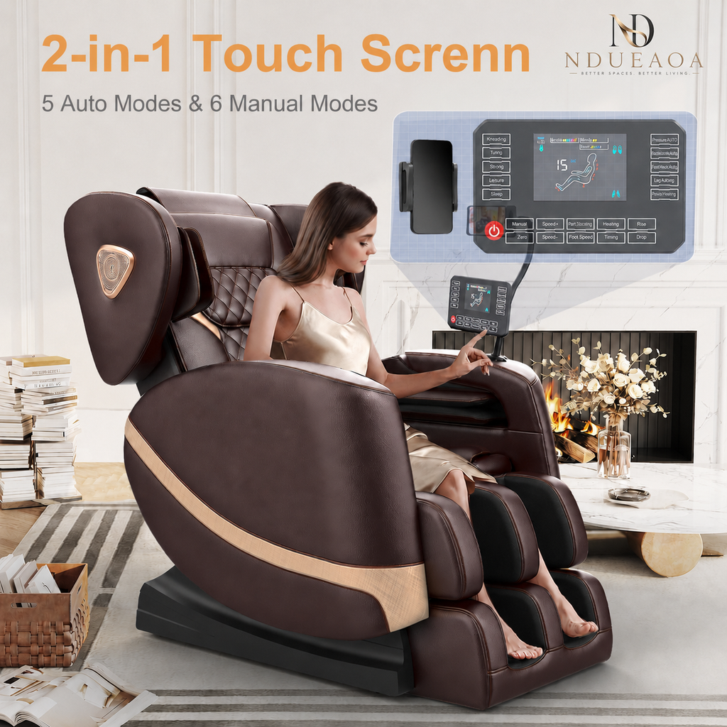 NDUEAOA™ 2026 Full Body Zero Gravity Massage Chair – 14 Shiatsu Rollers, 10 Airbags, Heat, Foot Massage, Bluetooth & Touchscreen