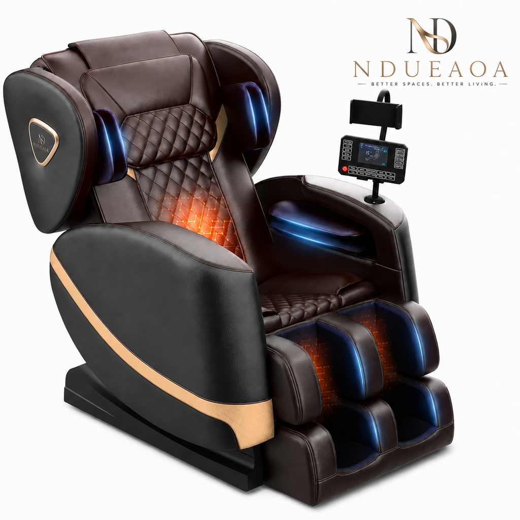 NDUEAOA™ 2026 Full Body Zero Gravity Massage Chair – 14 Shiatsu Rollers, 10 Airbags, Heat, Foot Massage, Bluetooth & Touchscreen