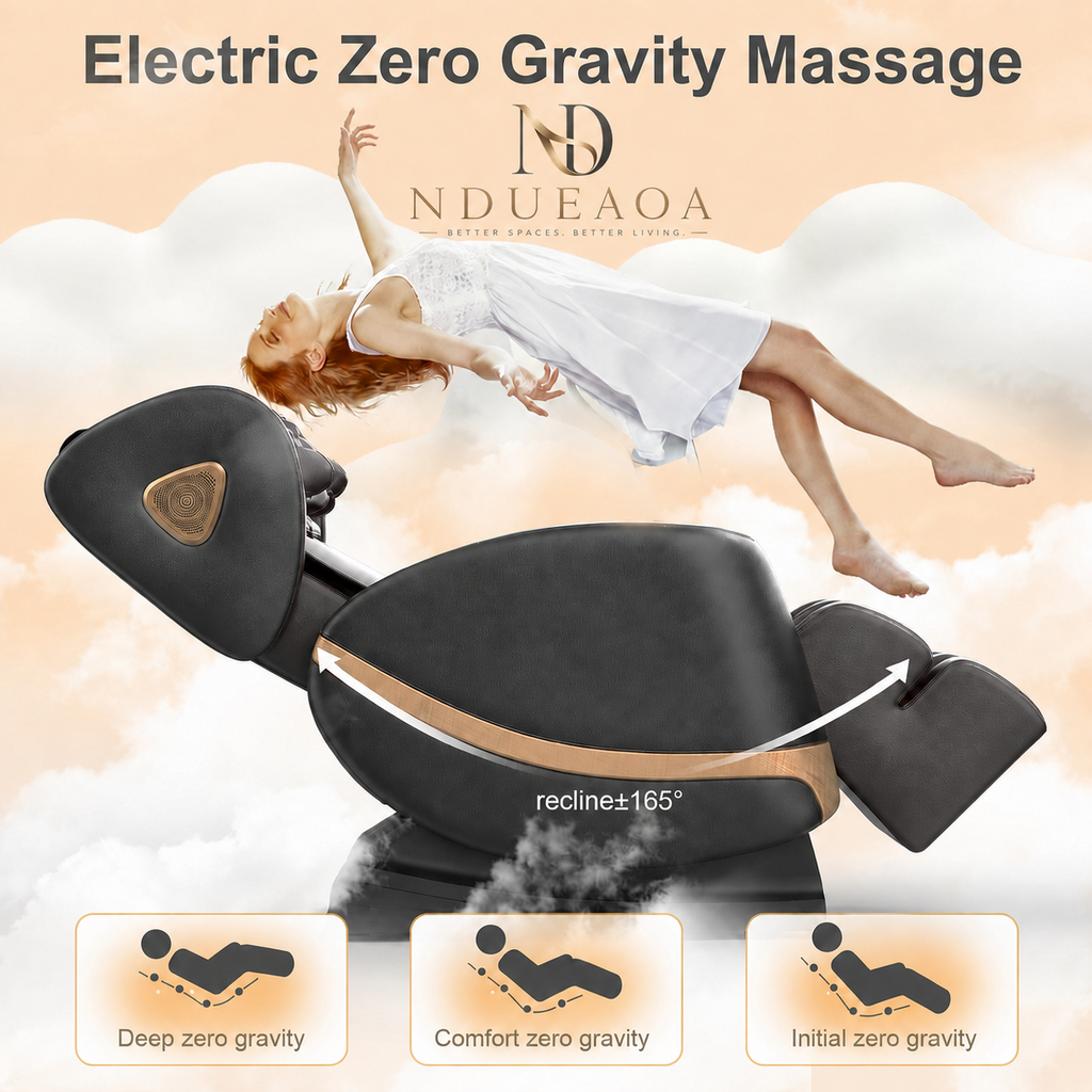 NDUEAOA™ 2026 Full Body Zero Gravity Massage Chair – 14 Shiatsu Rollers, 10 Airbags, Heat, Foot Massage, Bluetooth & Touchscreen