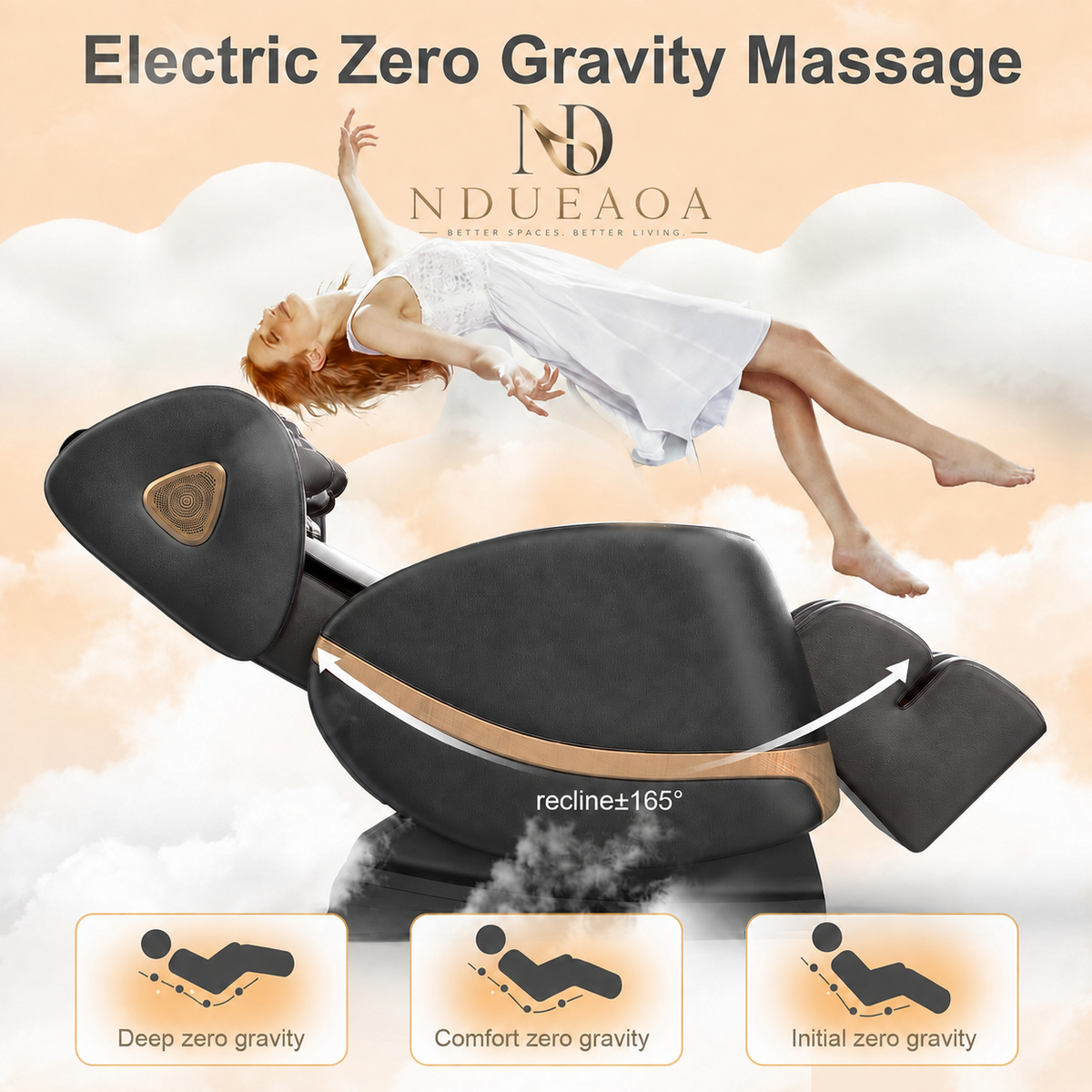 NDUEAOA™ 2026 Full Body Zero Gravity Massage Chair – 14 Shiatsu Rollers, 10 Airbags, Heat, Foot Massage, Bluetooth & Touchscreen