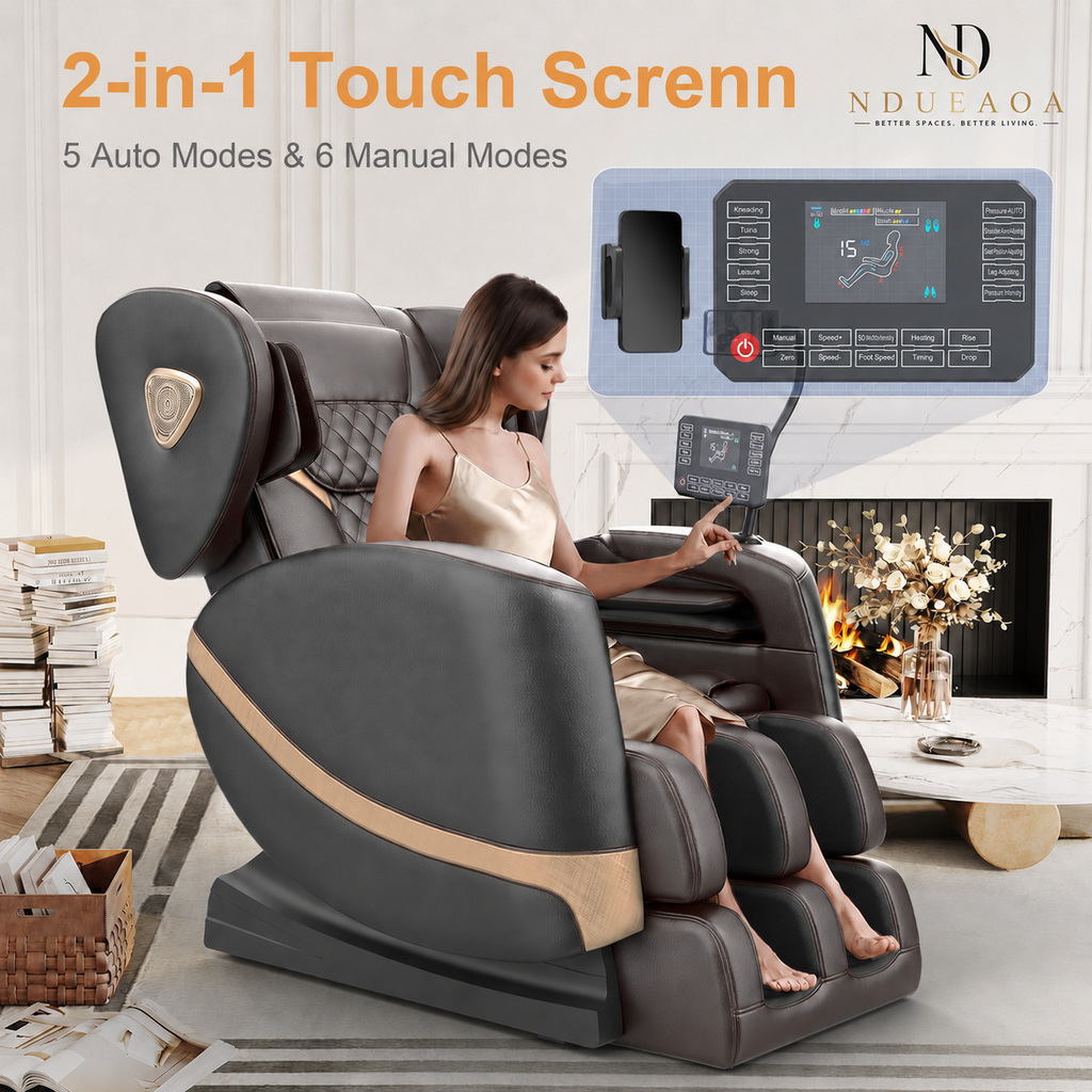 NDUEAOA™ 2026 Full Body Zero Gravity Massage Chair – 14 Shiatsu Rollers, 10 Airbags, Heat, Foot Massage, Bluetooth & Touchscreen