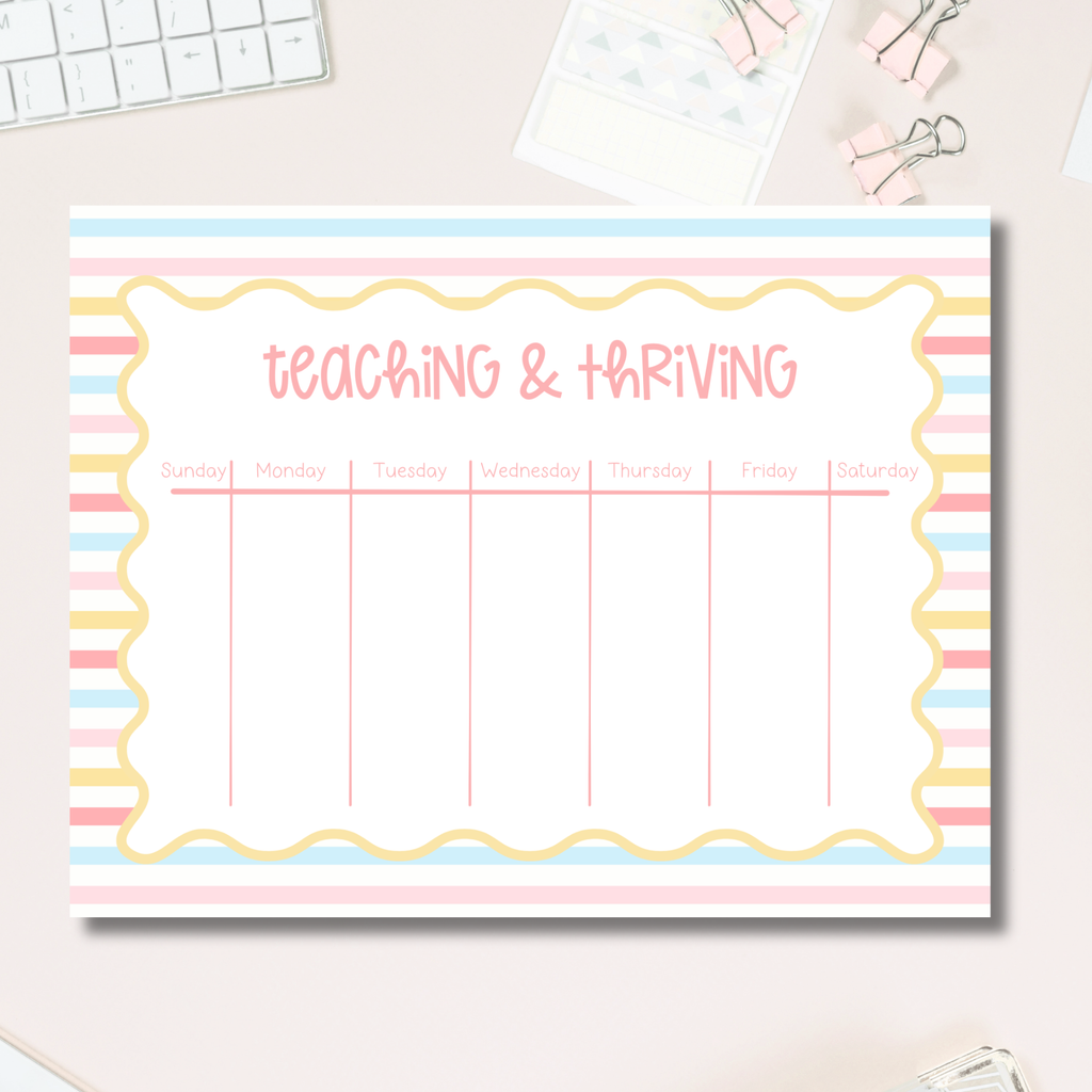 Teacher Planner Pad – Weekly Tearaway Desk Organizer for Lessons by The Saltwater Press