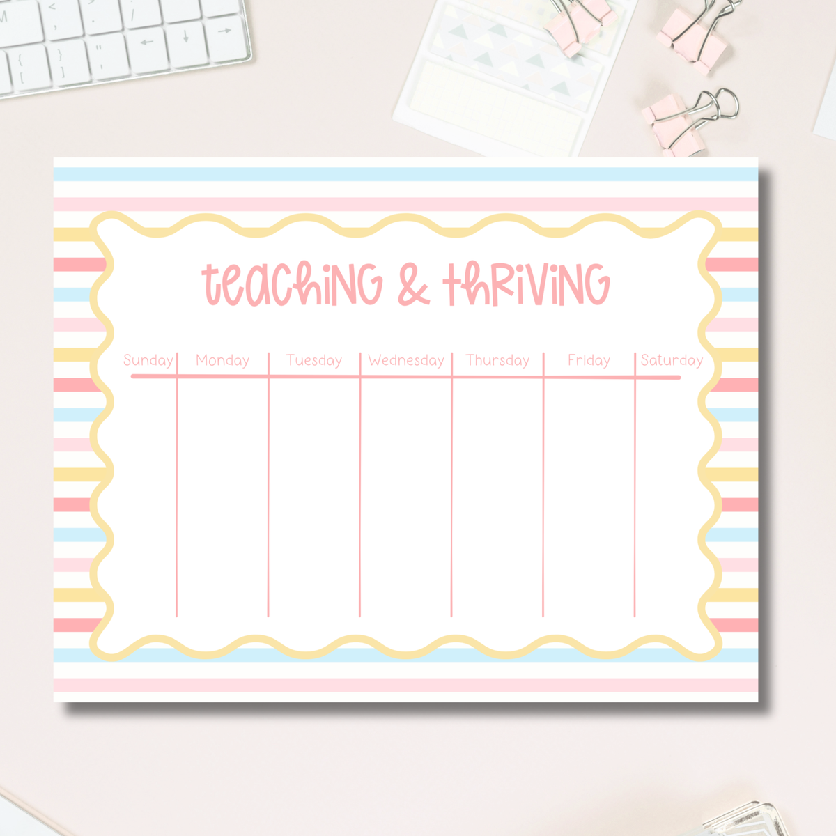 Teacher Planner Pad – Weekly Tearaway Desk Organizer for Lessons by The Saltwater Press