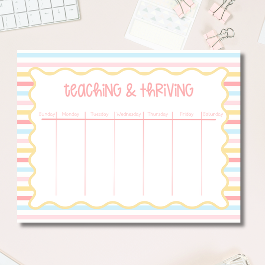 Teacher Planner Pad – Weekly Tearaway Desk Organizer for Lessons by The Saltwater Press