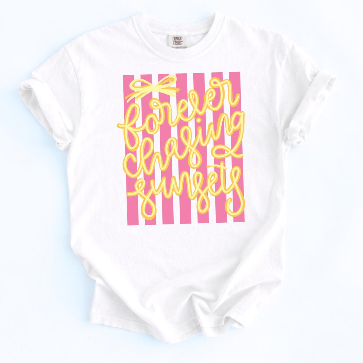 Sunset Graphic Tee – Retro 70s Beach Vacation Striped Shirt by The Saltwater Press