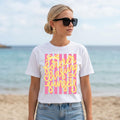 Sunset Graphic Tee – Retro 70s Beach Vacation Striped Shirt by The Saltwater Press