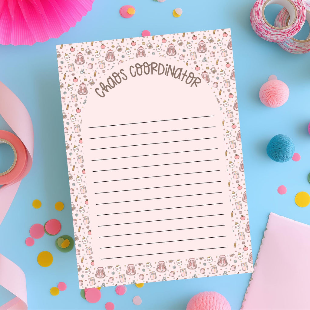 Teacher Desk Notepad – 50sheet Chaos Coordinator Pink Task Organizer by The Saltwater Press