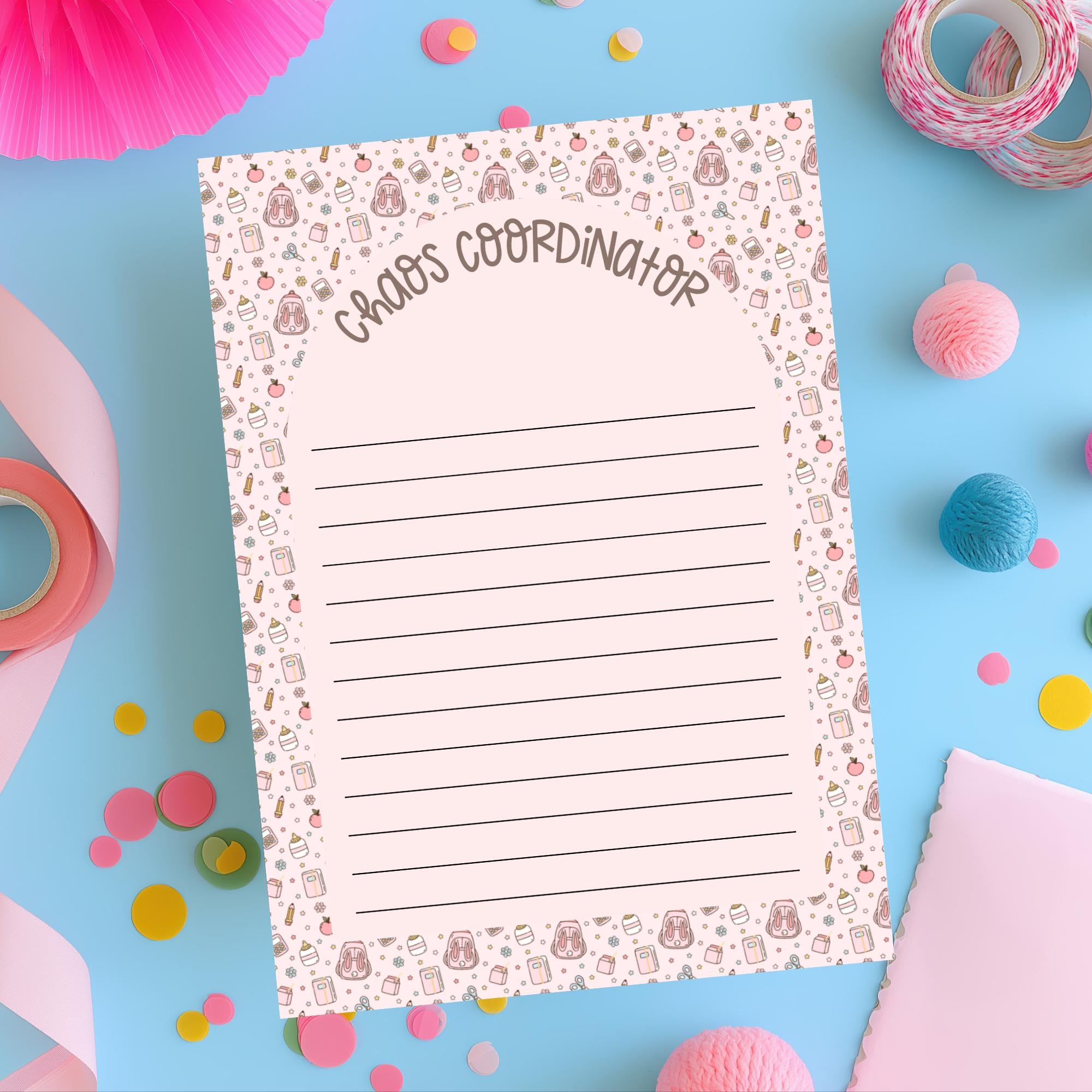 Teacher Desk Notepad – 50sheet Chaos Coordinator Pink Task Organizer by The Saltwater Press