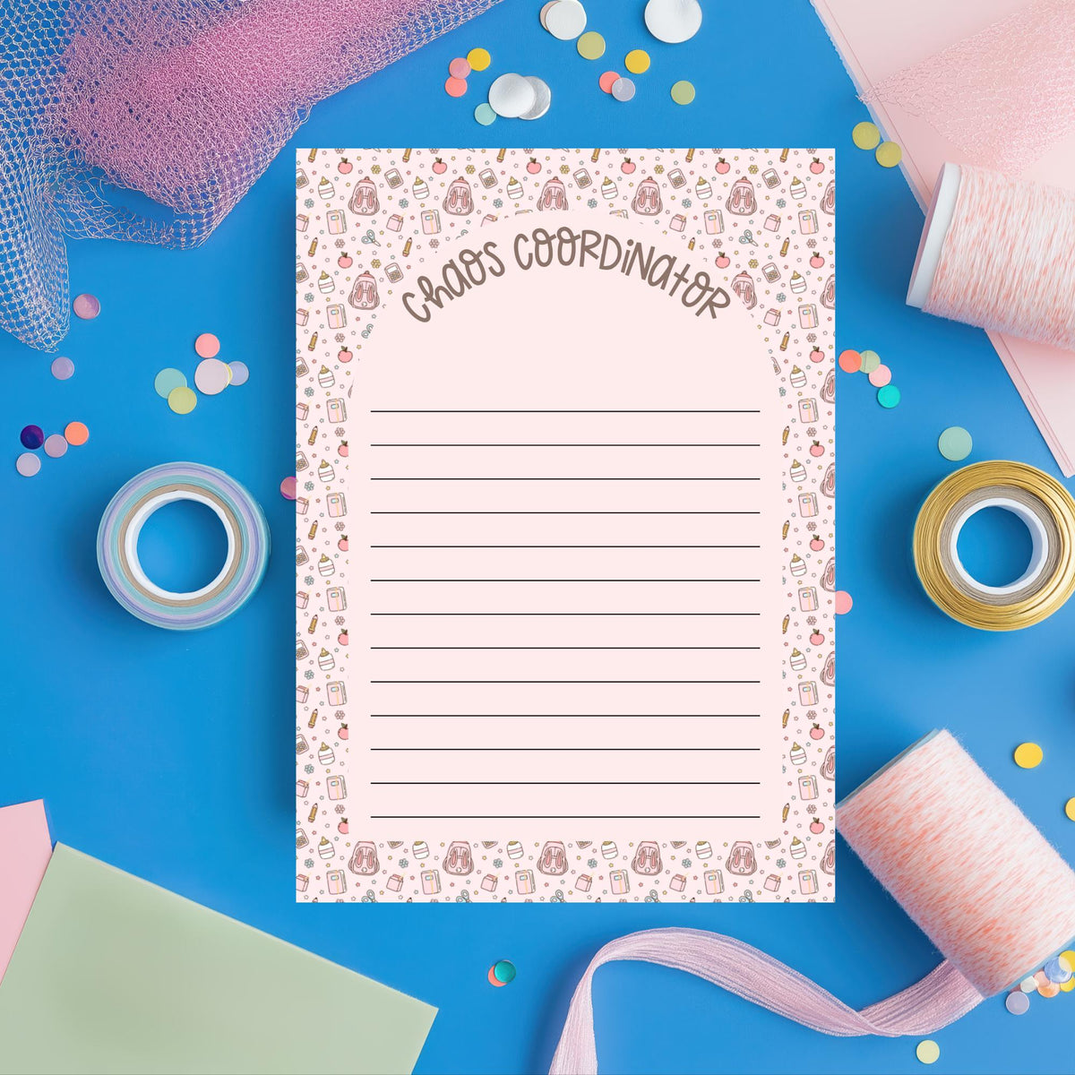 Teacher Desk Notepad – 50sheet Chaos Coordinator Pink Task Organizer by The Saltwater Press